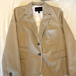 Banana republic khaki blazer with white satin lining